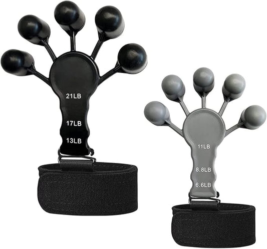2 Finger Exerciser Set, Adjustable Silicone Hand Exerciser to Improve Finger Function and Movement, Increase Strength Training with 6 Resistance Levels - Carlat
