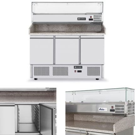 Refrigeration table for pizza with radiator top granite countertop width 140cm - Hendi 232033