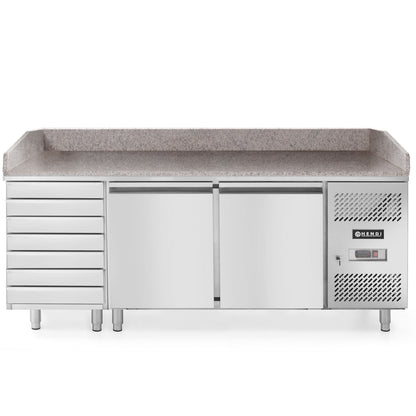 Hendi 2-door pizza radiator table with 7 drawers granite countertop width 202cm – image 2