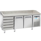 ARKTIC Refrigerating pizza table with granite top and edge, 2 chambers, 5 drawers, 362 l, 210 W
