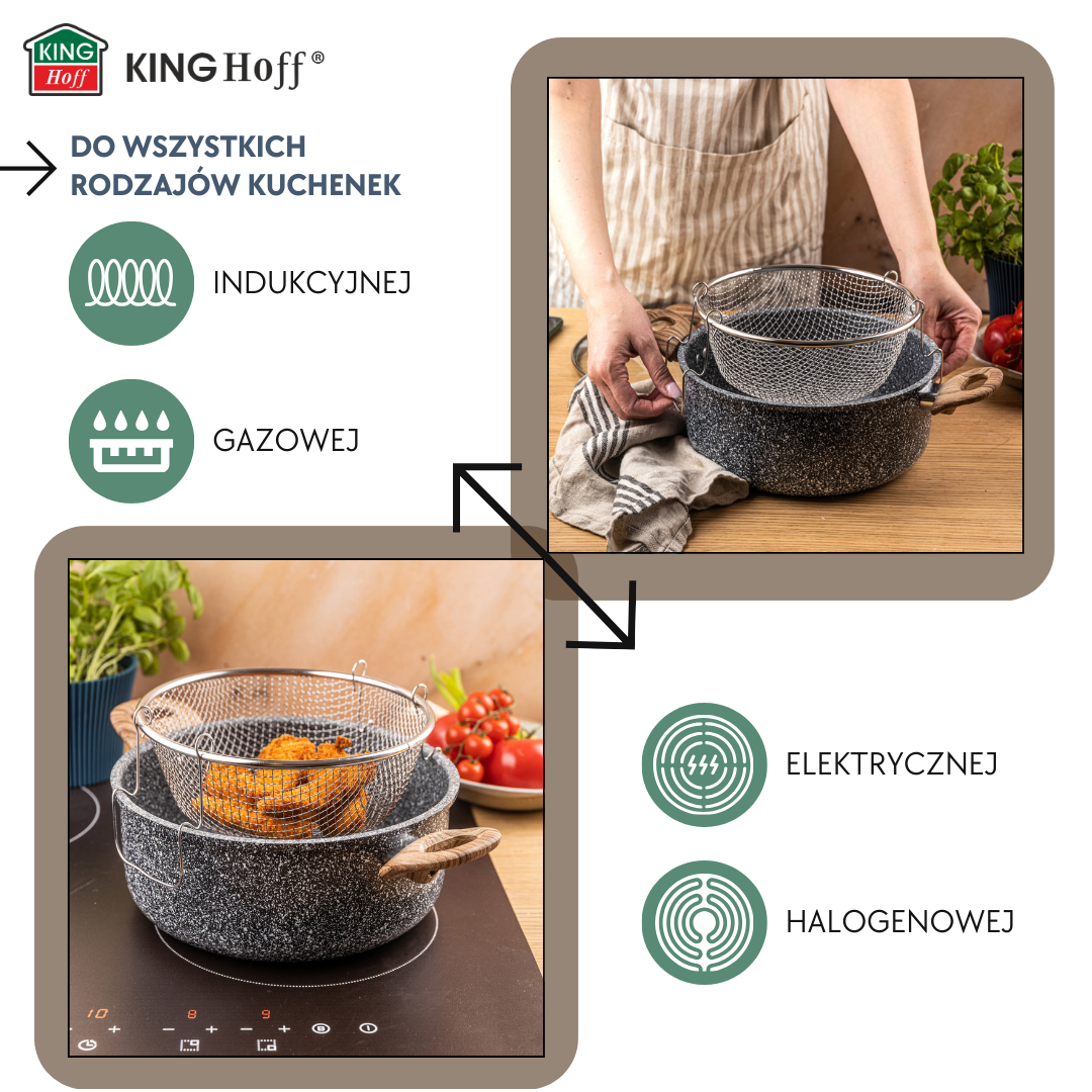 24 cm / 4 L French fry pot with basket and lid, Kinghoff KH-1985 - Carlat