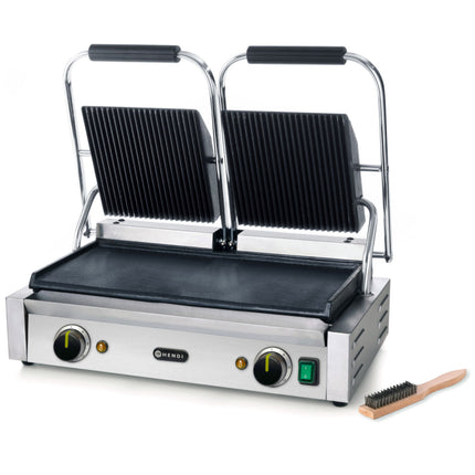 Contact barbecue contact top ribbed smooth down 3600W - Hendi 263808
