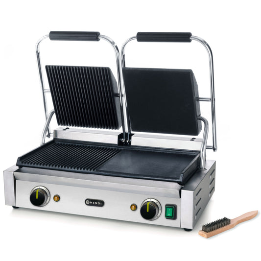 Hendi Contact double grooved smooth contact grill 3600W - Hendi 263907