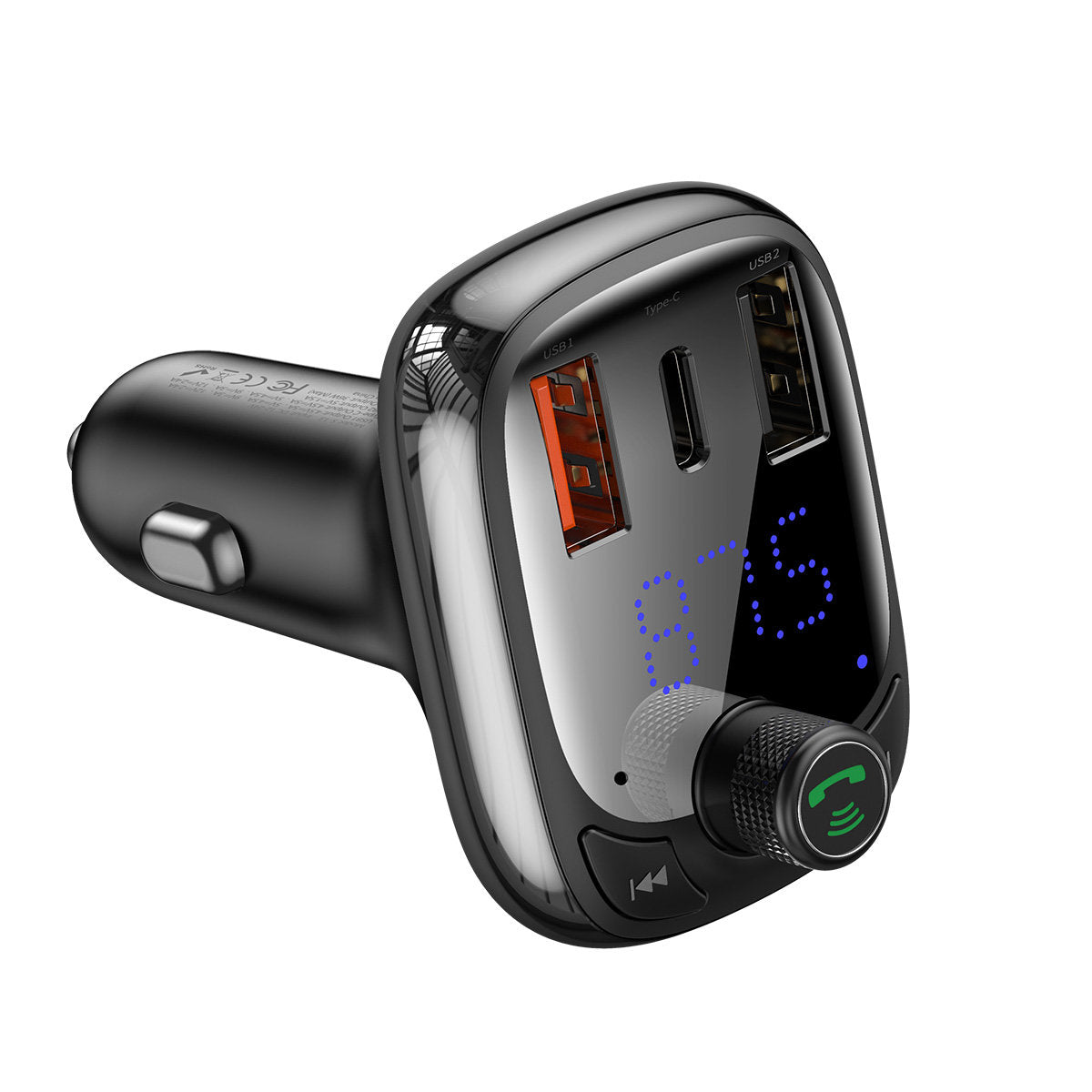 2in1 Bluetooth transmitter + charger for S-13 Overseas Edition car, black - Carlat
