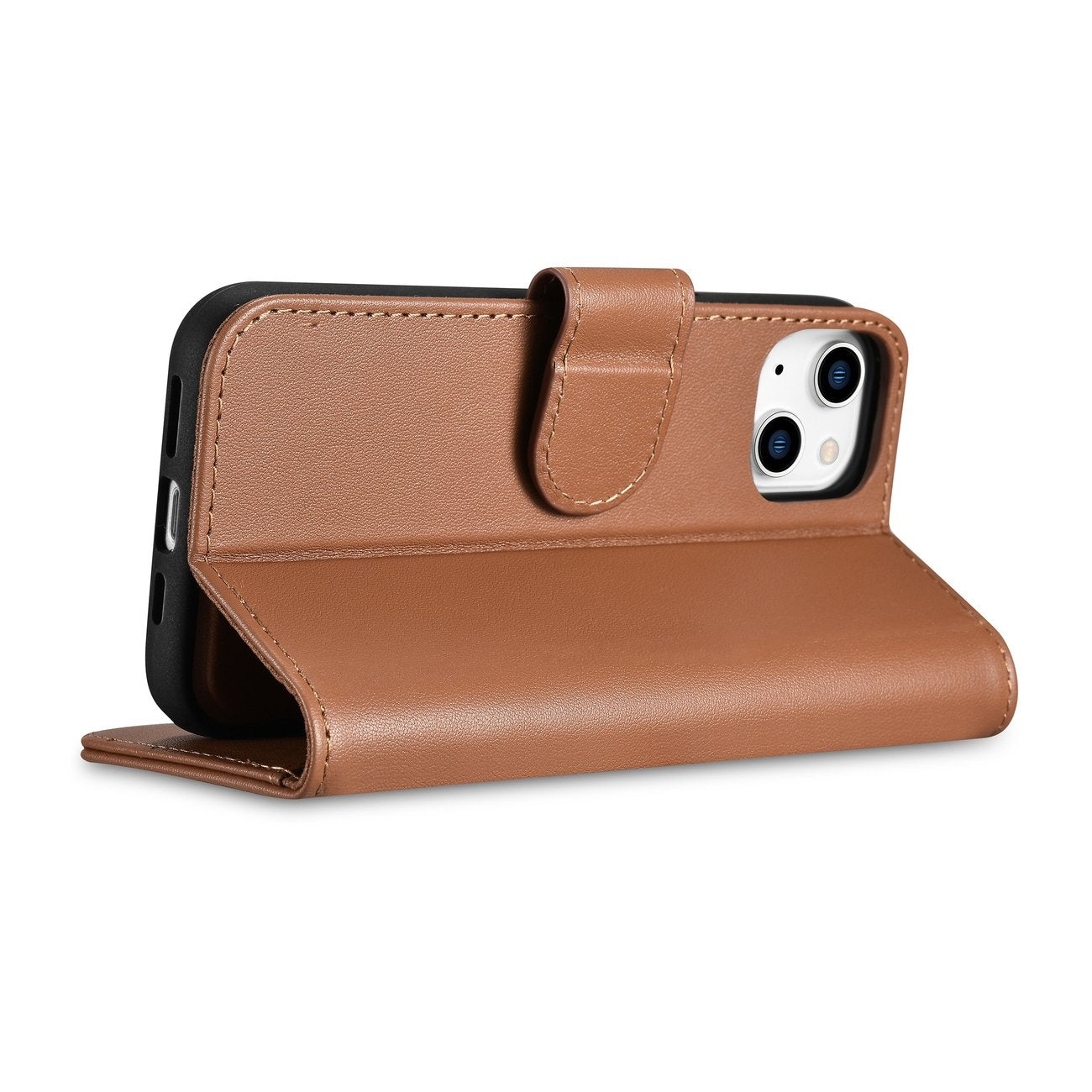 2in1 Leather Flip Cover iPhone 14 Anti-RFID Wallet Case Brown - Carlat