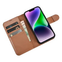2in1 Leather Flip Cover iPhone 14 Anti-RFID Wallet Case Brown - Carlat