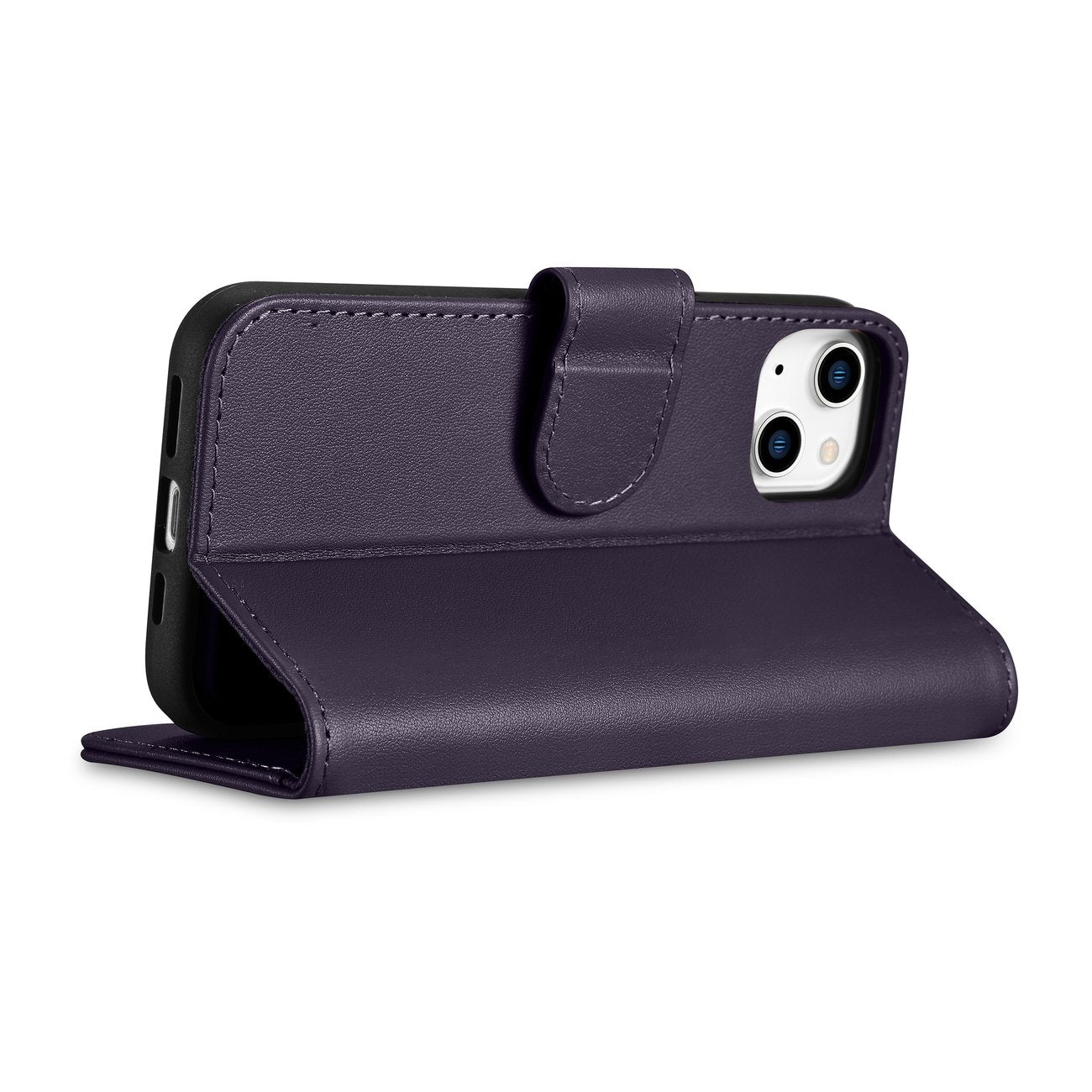 2in1 Leather Flip Cover iPhone 14 Anti-RFID Wallet Case Dark Purple - Carlat