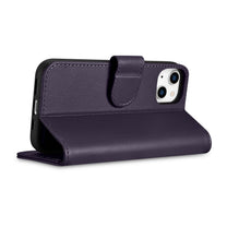 2in1 Leather Flip Cover iPhone 14 Anti-RFID Wallet Case Dark Purple - Carlat