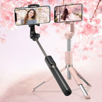 2in1 Telescopic Selfie Stick with remote control and tripod, black phone stand - Carlat