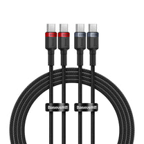 2x Cafule USB-C - USB-C cable 100W 1m - red-black and black-gray - Carlat