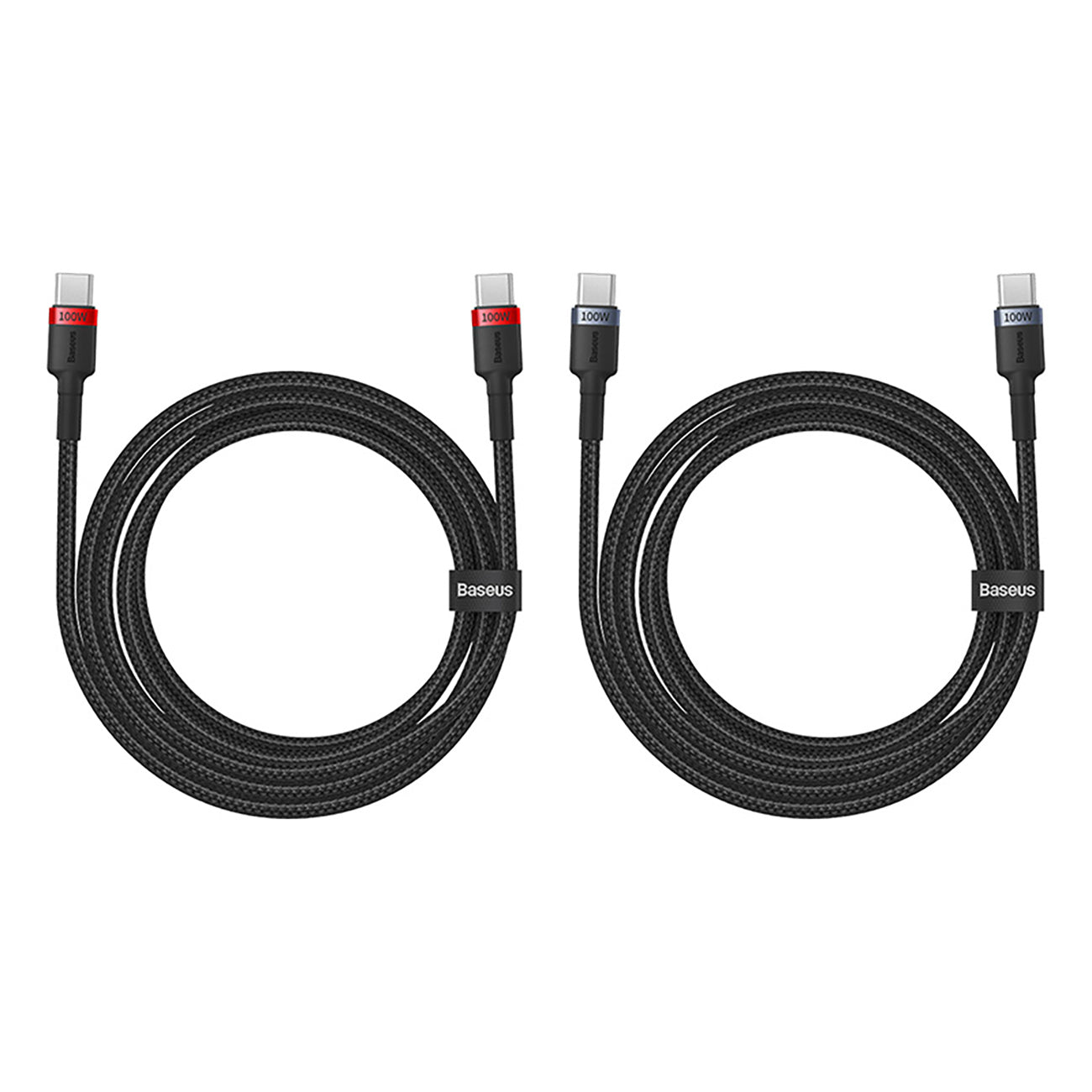 2x Cafule USB-C - USB-C cable 100W 1m - red-black and black-gray - Carlat