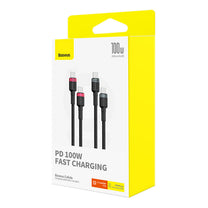 2x Cafule USB-C - USB-C cable 100W 1m - red-black and black-gray - Carlat
