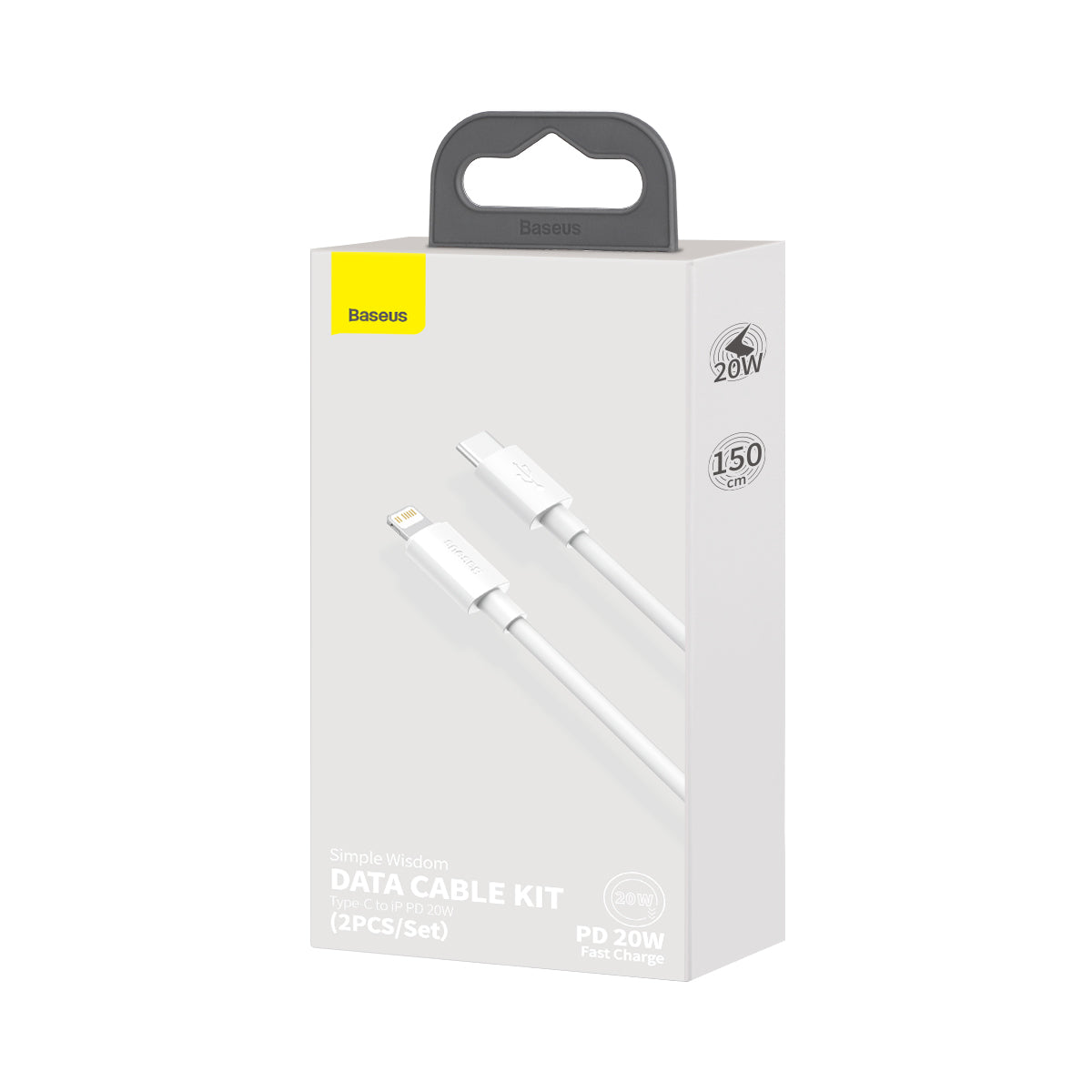 2x Simple Wisdom iPhone Lightning cable - USB-C 20W 1.5 m - white - Carlat