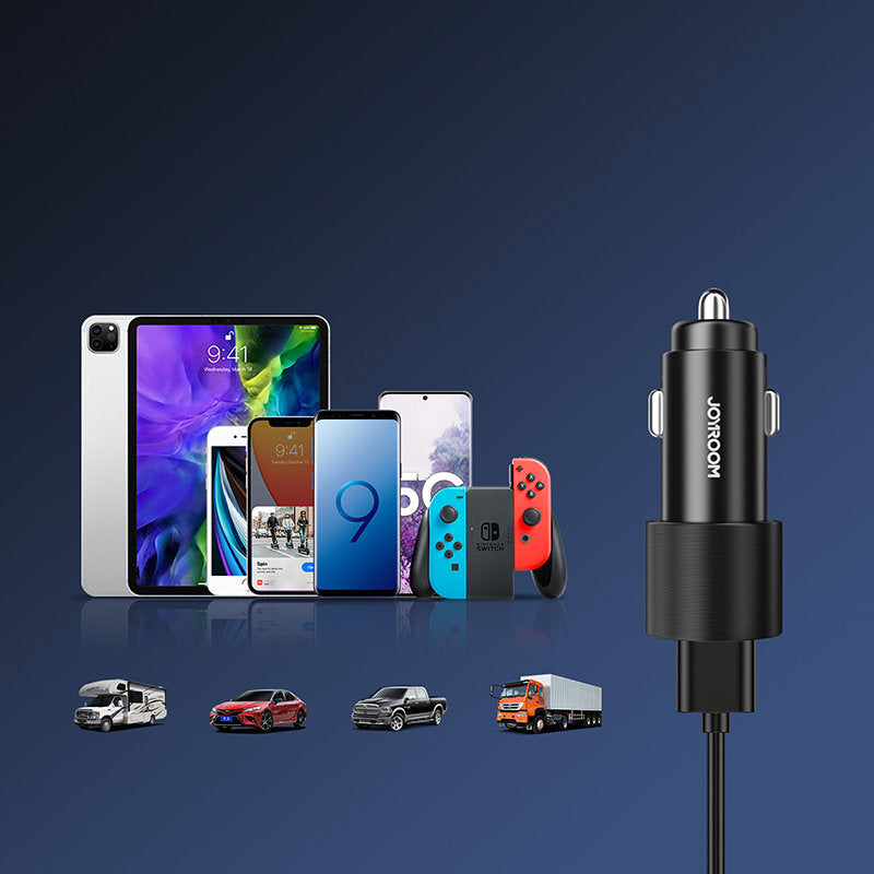2x USB car charger with backlight 24W black - Carlat
