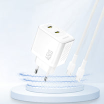 2xUSB-C GaN PD 45W mains charger - white - Carlat