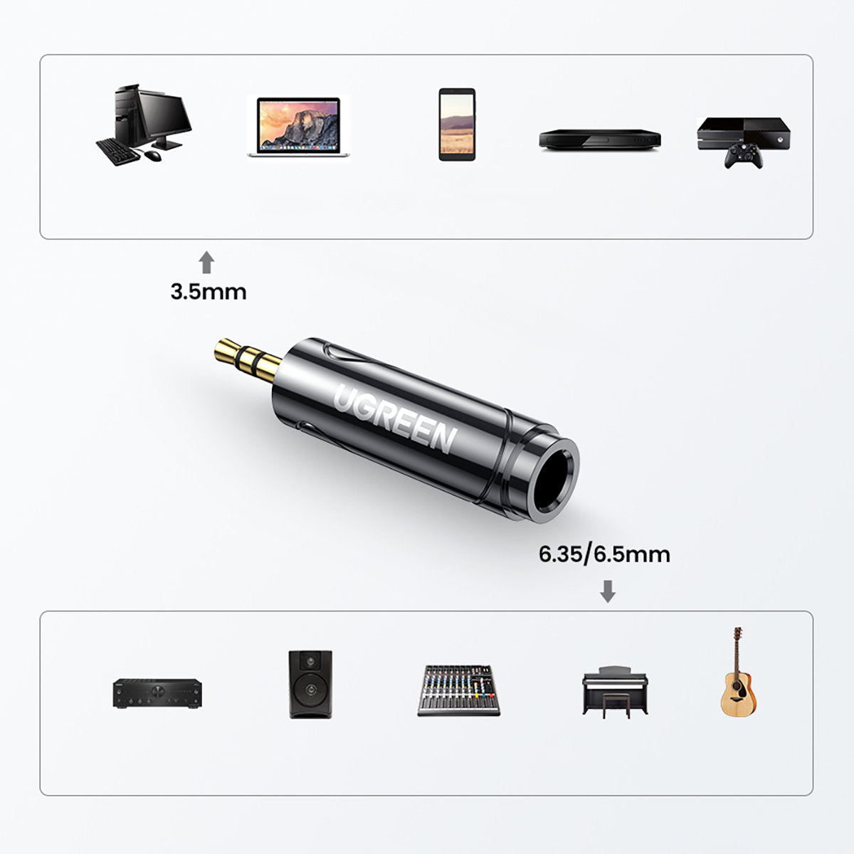 3.5mm audio adapter (male) for 6.35mm mini jack (female) gray - Carlat