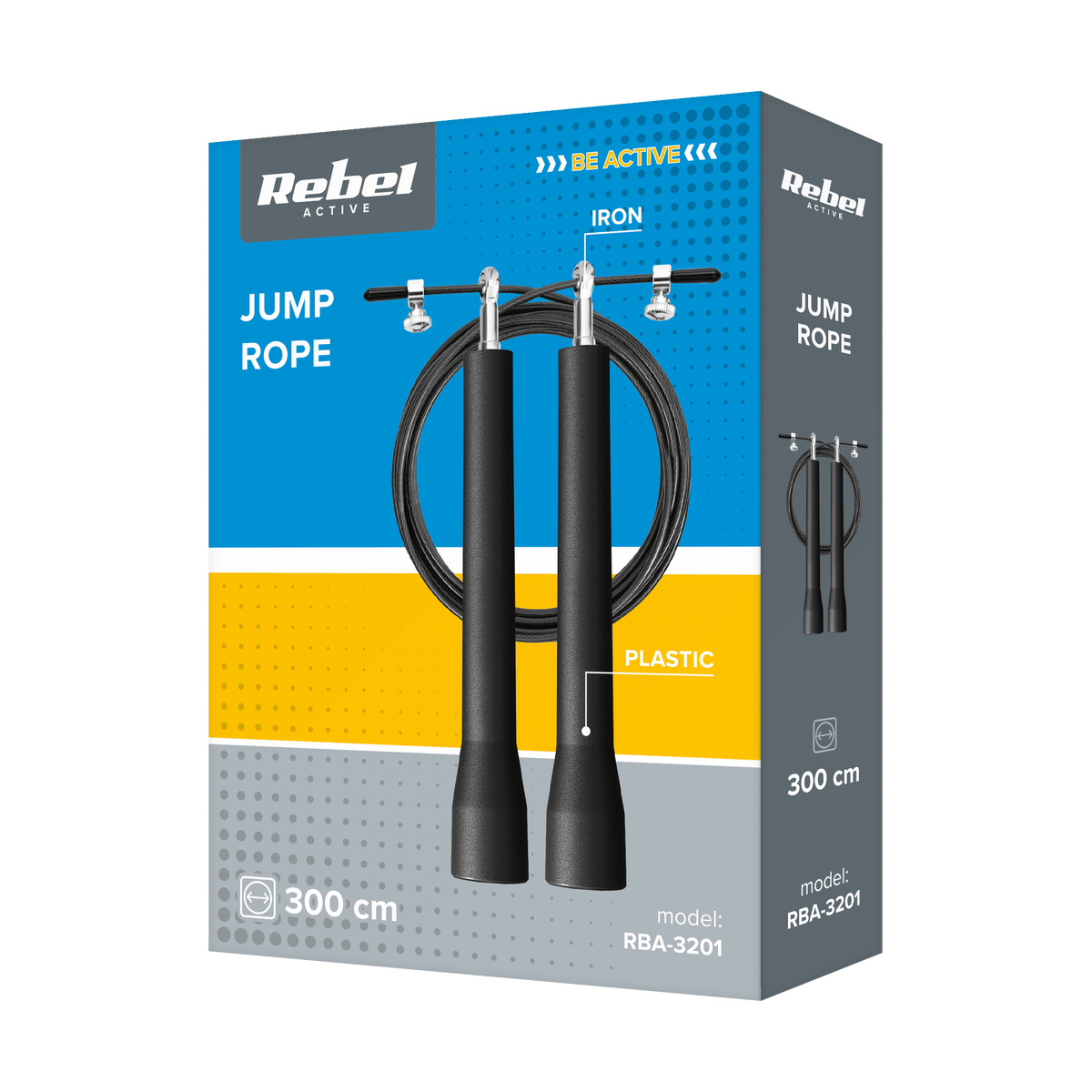 300 cm Adjustable Plastic Boxing Jump Rope with Metal Bearing, REBEL ACTIVE - Carlat
