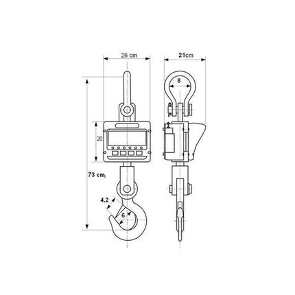 Hanging hook scale for industry up to 5 Tons - LED