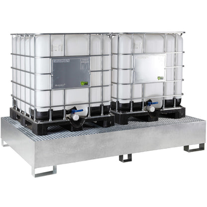 MEVA IBC tank tub for MAUZER 2 x 1000L pallet container - galvanized