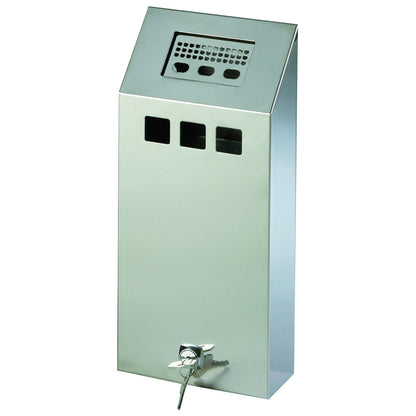 MEVA Wall ashtray with removable key-closed container, 1.5L stainless steel