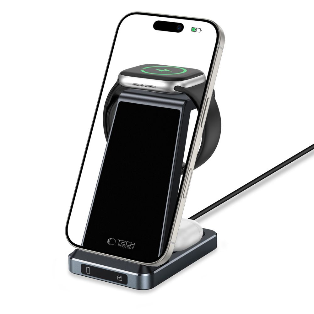 3in1 inductive charger for smartphone, Apple Watch 15W headphones - black - Carlat