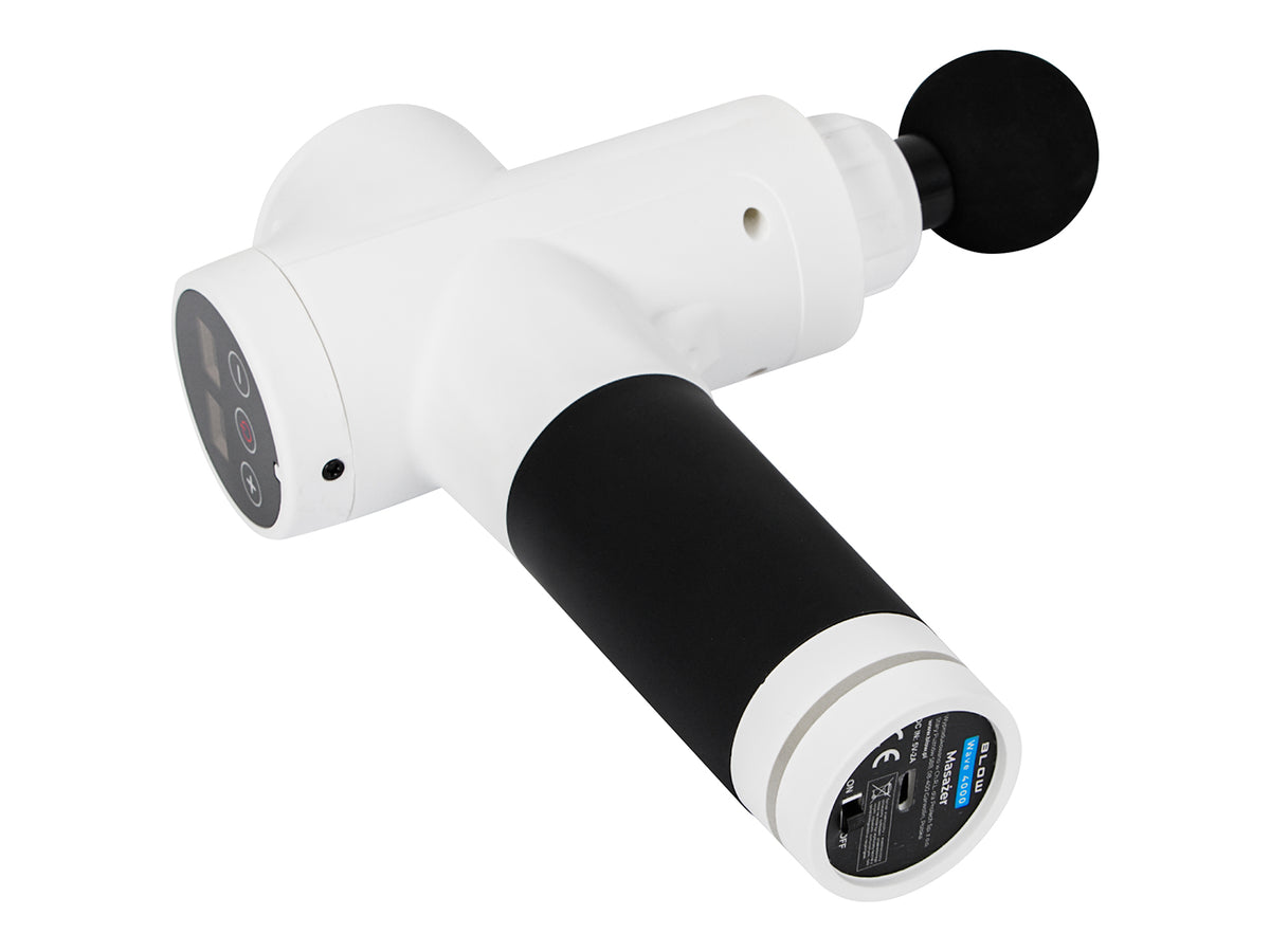 44-357# Blow Wave 4000 Massage Gun, White + 10 Attachments + Carrying Case - Carlat