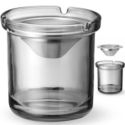 Hendi Glass ashtray with steel insert, dia. 98 x 99 mm