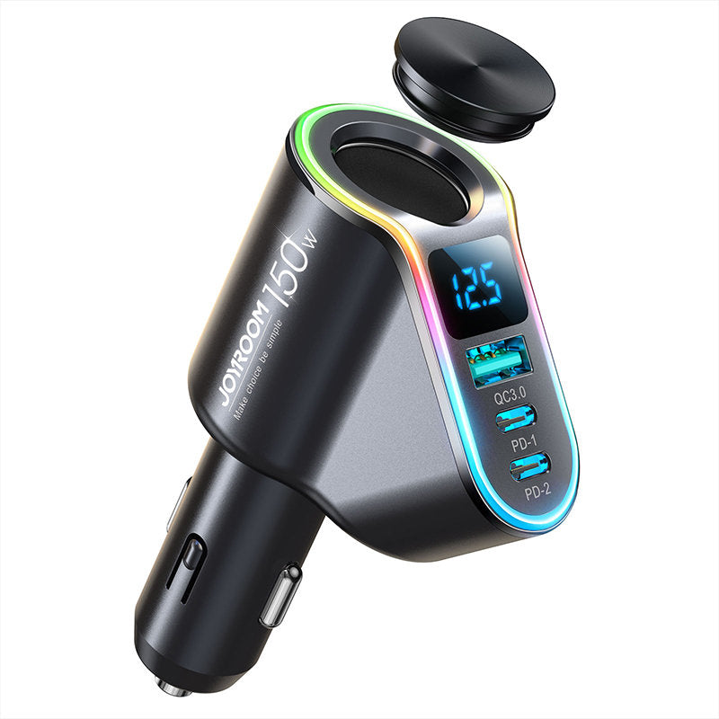 4in1 Fast USB-A car charger 2x USB-C PD 150W black - Carlat