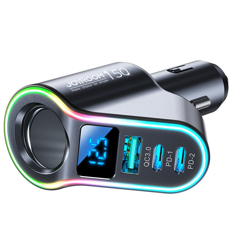 4in1 Fast USB-A car charger 2x USB-C PD 150W black - Carlat