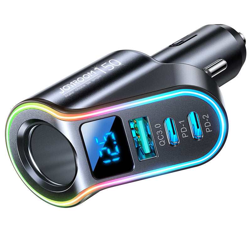 4in1 Fast USB-A car charger 2x USB-C PD 150W black - Carlat