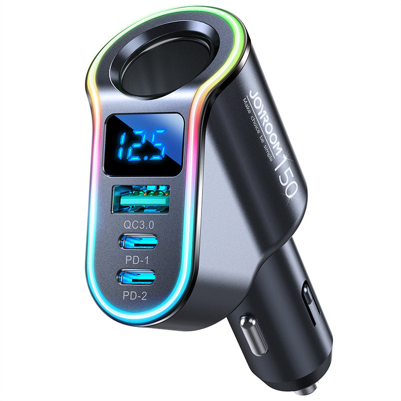 4in1 Fast USB-A car charger 2x USB-C PD 150W black - Carlat