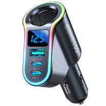 4in1 Fast USB-A car charger 2x USB-C PD 150W black - Carlat