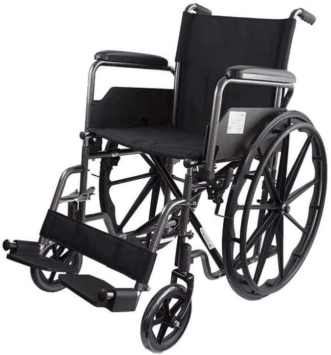 S220 Self Propelled Wheelchair Made of Steel | 100% Comfortable | Detachable Armrests and Footrests | with Back Pocket | Sturdy Wheels | Seat Size: 46 cm Carlat