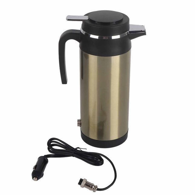 Auto Wasserkocher, 1000 ml 12V / 24V Auto elektrische Heizung Tasse Edelstahl elektrische Wasserkocher Thermoskanne Heizung Wasserflasche (24V 240W)