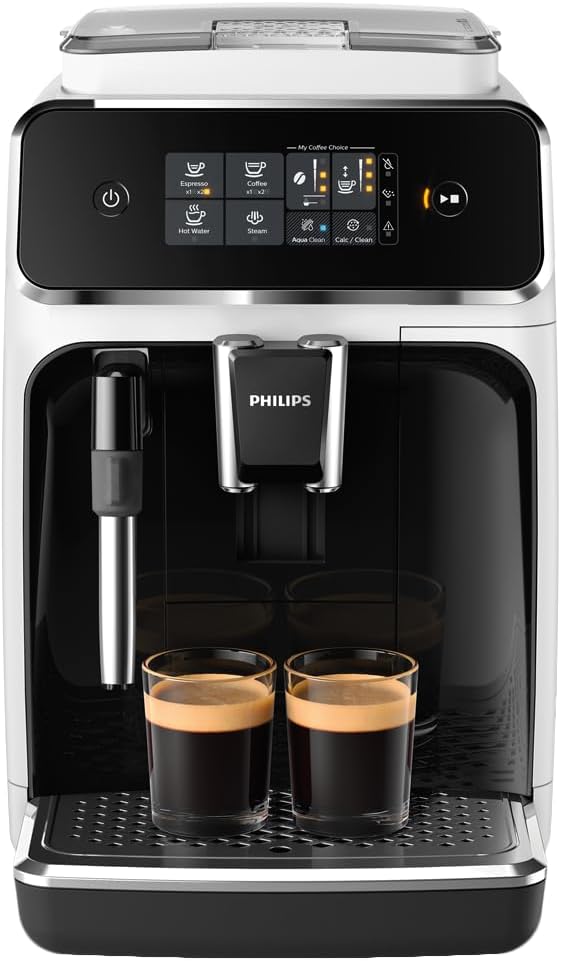 Philips 2200 Series Fully Automatic Coffee Machine, 2 Types of Coffee, Classic Milk Frother, Intuitive Touch Display, 100% Ceramic Grinder, Matt Black (EP2220/10) | Espresso Machine, Classic Milk Frother, Touch Display, Ceramic Grinder (EP2220/10) Carlat