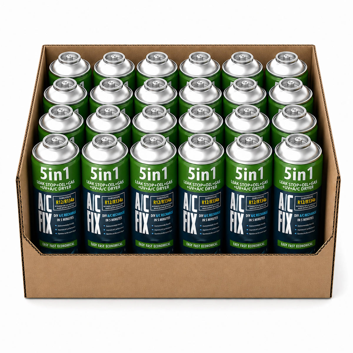 52-335# 5-in-1 Air Conditioning Refrigerant R12, R134a, 235 g, AC Fix, 24-pack - Carlat