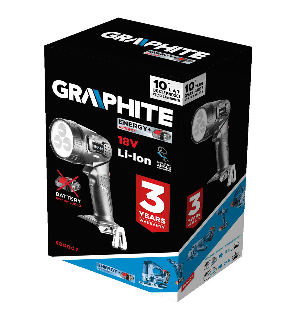 GRAPHITE Flashlights, hand lamps – Energy+ 18V Li-Ion Cordless Flashlight, without battery – image 5