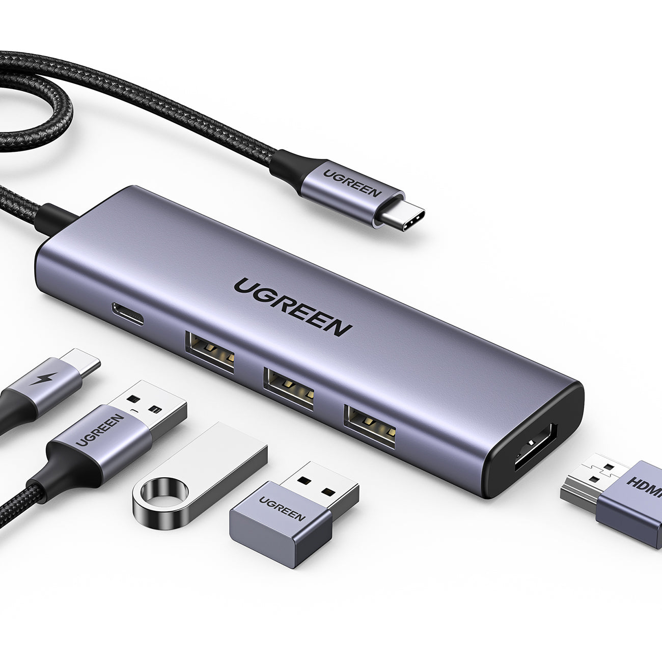 5in1 HUB adapter USB-C - USB-C PD / HDMI / 3x USB-A 3.0 - gray - Carlat