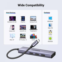 5in1 HUB adapter USB-C - USB-C PD / HDMI / 3x USB-A 3.0 - gray - Carlat