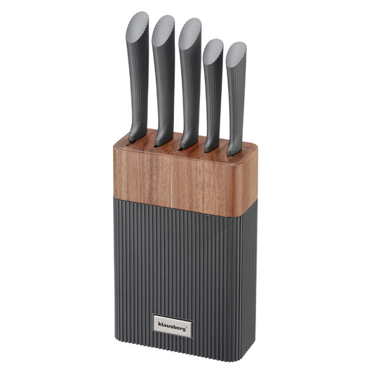 6-piece knife set with acacia wood block, stainless steel, Klausberg, KB-7979 - Carlat