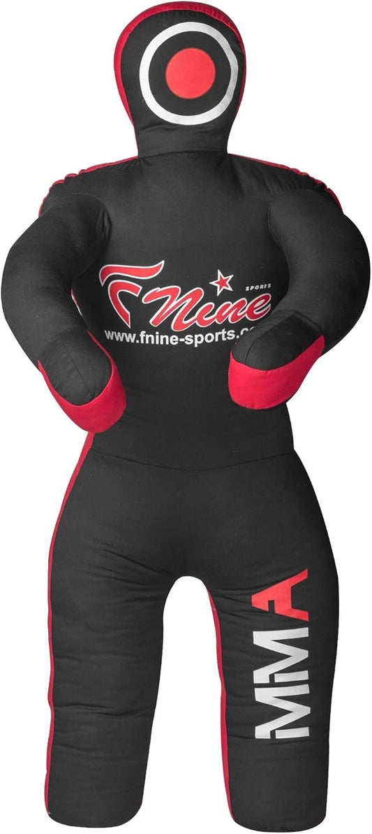 MMA Grappling Dummy for Judo, Wrestling, Brazilian Jiu Jitsu Submission and Throwing Unfilled Canvas Bag (Black Red, 47 inches)