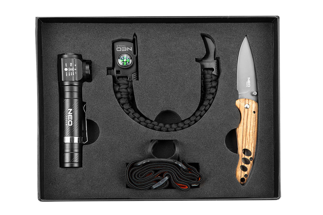 NEO TOOLS 3-Piece Set (Headlamp 99-026, 5-in-1 Survival Bracelet 63-140, Folding Knife) – image 18
