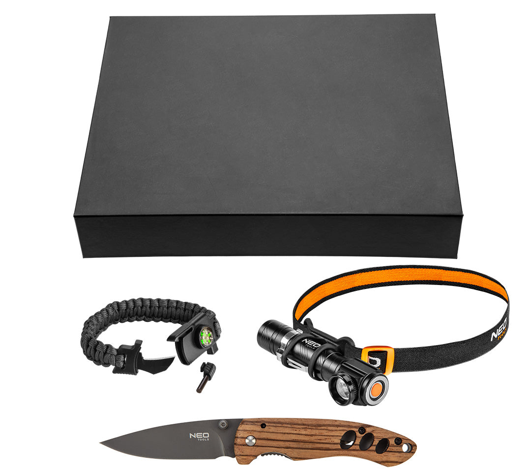 NEO TOOLS 3-Piece Set (Headlamp 99-026, 5-in-1 Survival Bracelet 63-140, Folding Knife) – image 19
