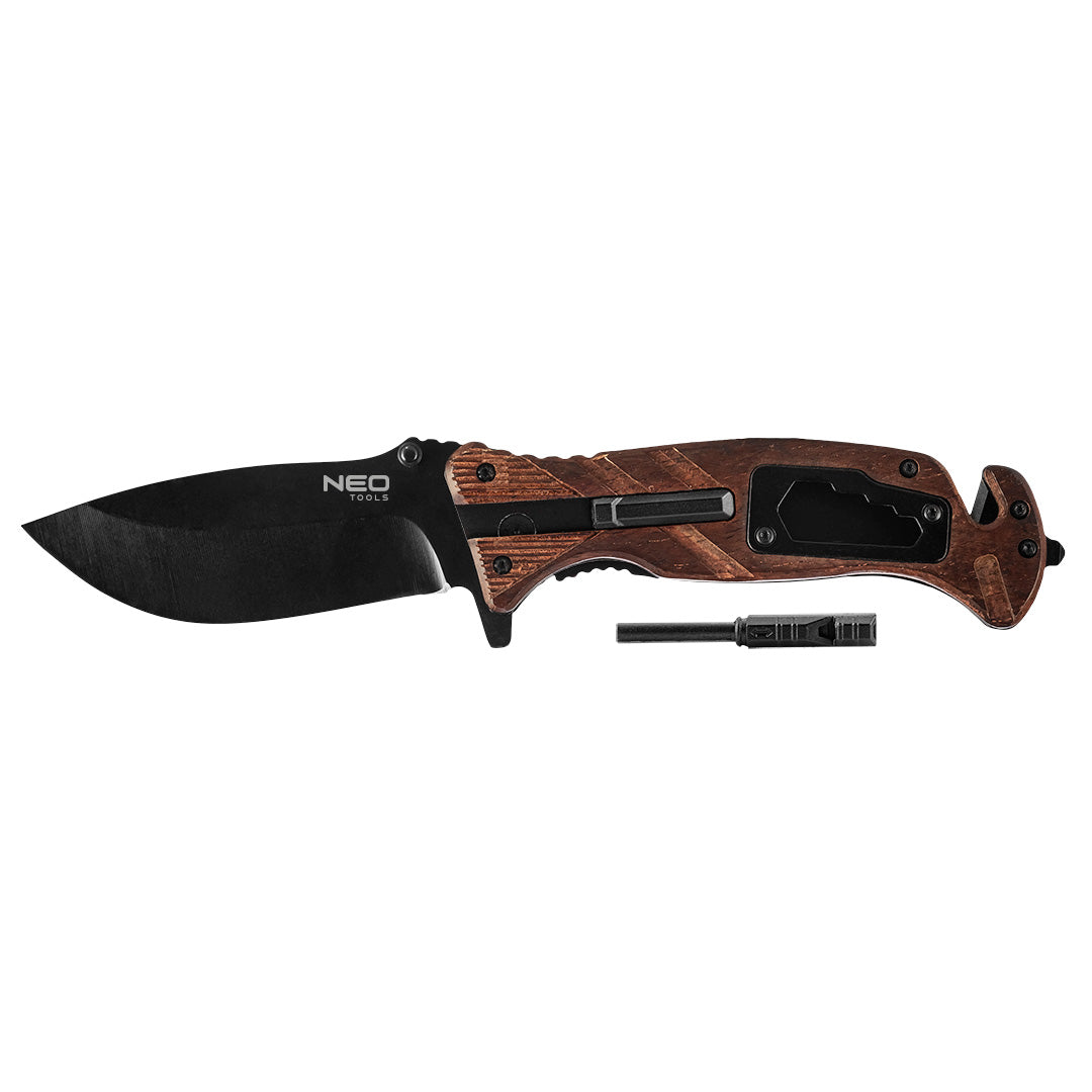 NEO TOOLS Survival (gloves, fire starters – 22 cm 6-in-1 Folding Survival Knife