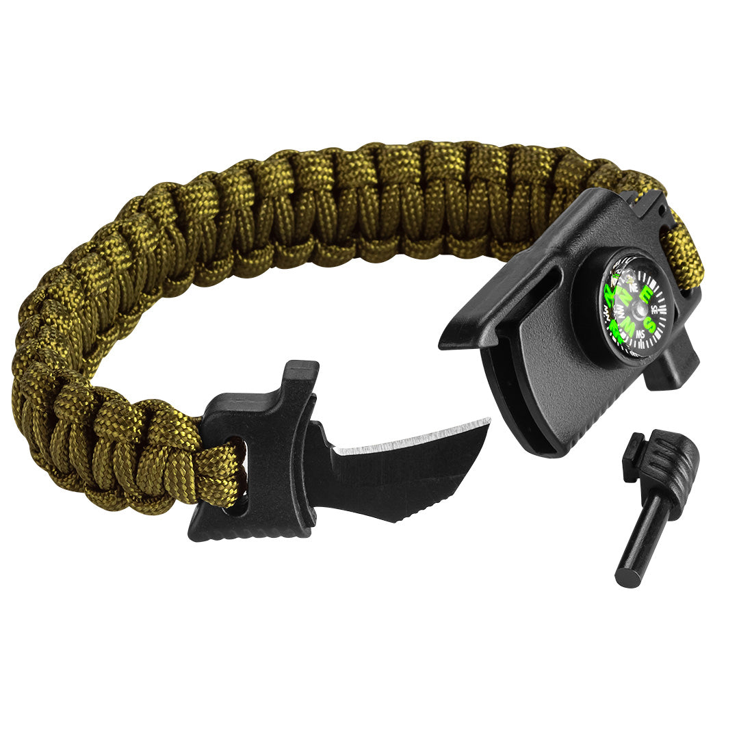 NEO TOOLS Survival (gloves, fire starters, belts, backpacks, knives – 5-in-1 Survival Bracelet