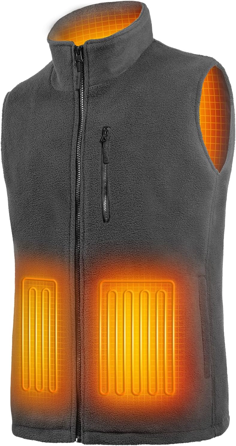 SZNX Men's Heated Vest with Power Bank - Heated Vest Fleece 6 Zones, Heat Vest with Battery USB, Heated Jacket Men 3 Levels Temperature, Heated Jacket Men's Winter, Heated Vest Carlat