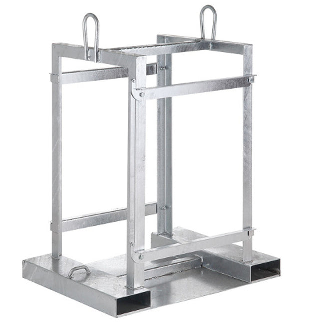 Pallet for transporting gas cylinders on 4 cylinders