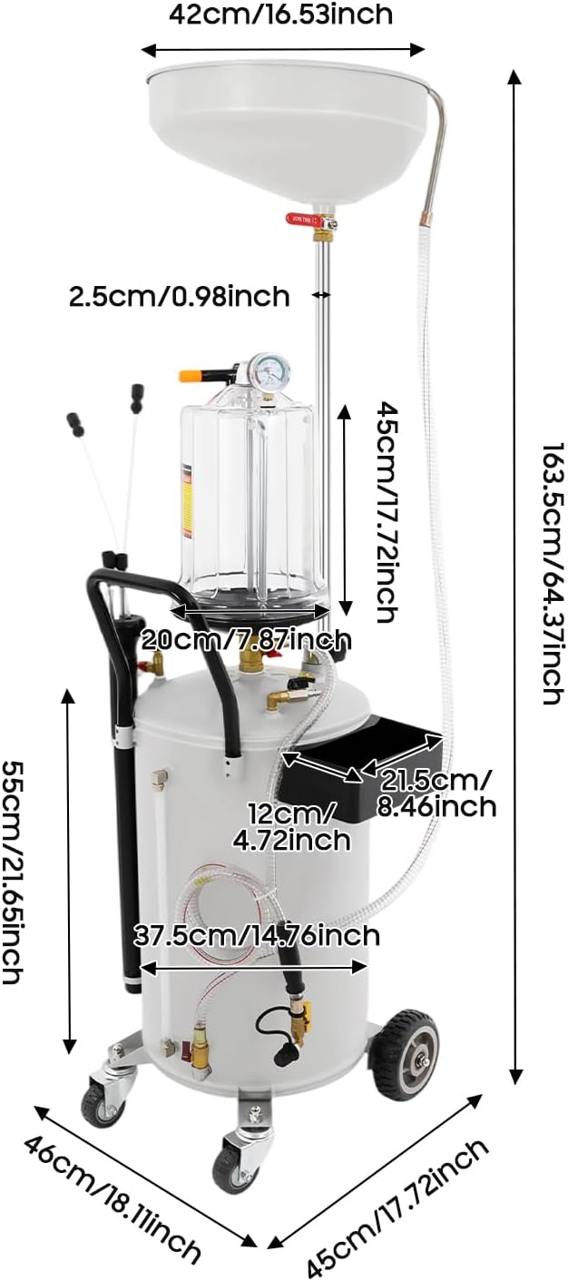 75L Oil Waste Oil Collector Container Suction Oil Change Mobile Waste Oil Collector Oil Catcher Oil Extractor Waste Oil Collection Device for Oil Change and Oil Removal - Carlat