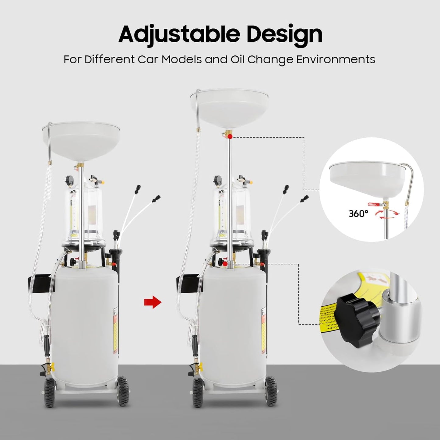 75L Oil Waste Oil Collector Container Suction Oil Change Mobile Waste Oil Collector Oil Catcher Oil Extractor Waste Oil Collection Device for Oil Change and Oil Removal - Carlat
