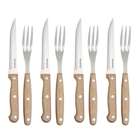 8-Piece Steak and BBQ Set, Stainless Steel, Wood, Klausberg, KB-7976 - Carlat